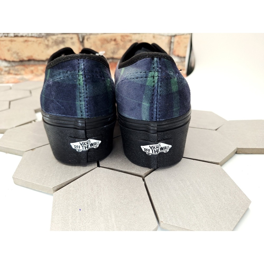 VANS Authentic Stackform Velvet Plaid Blue School Girl Platform Women's Size 9.5 - Picture 4 of 9